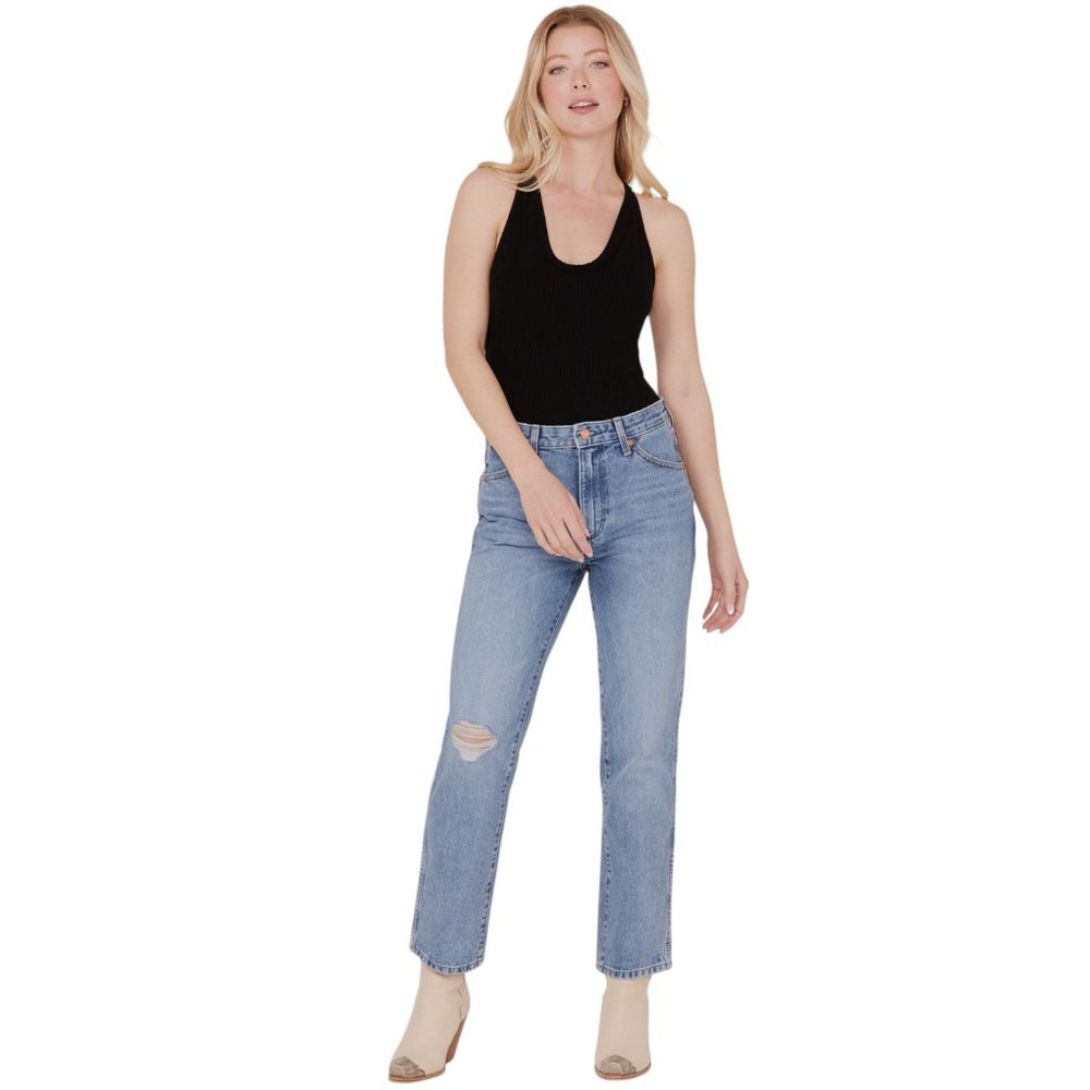 Wrangler Women's Wild West 603 High Rise Distressed Cropped Jeans Size 34x28 - Picture 2 of 16